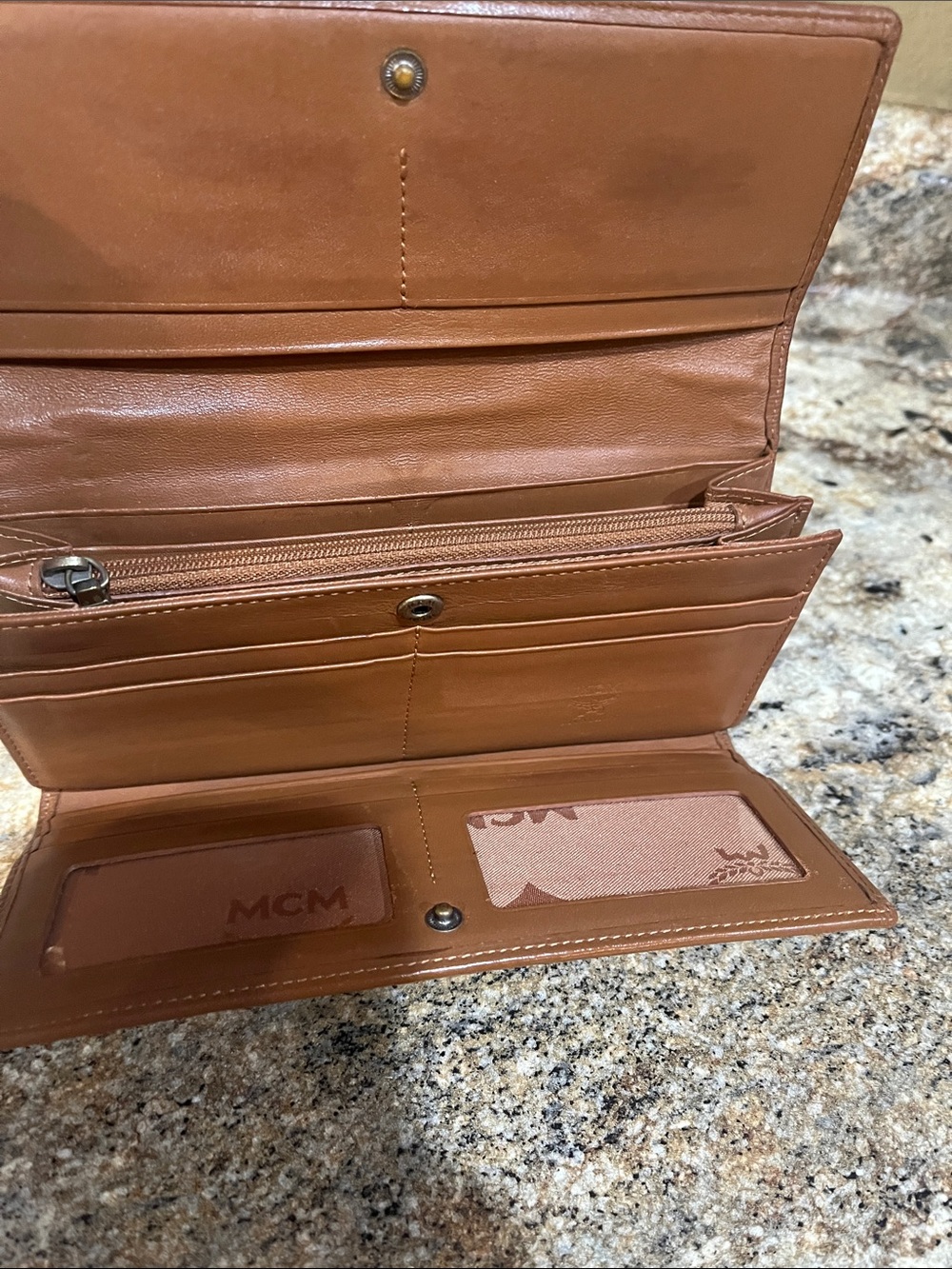 MCM EUC Visetos and Dark Brown Coated Canvas and Leather Trifold Wallet - Picture 7 of 10